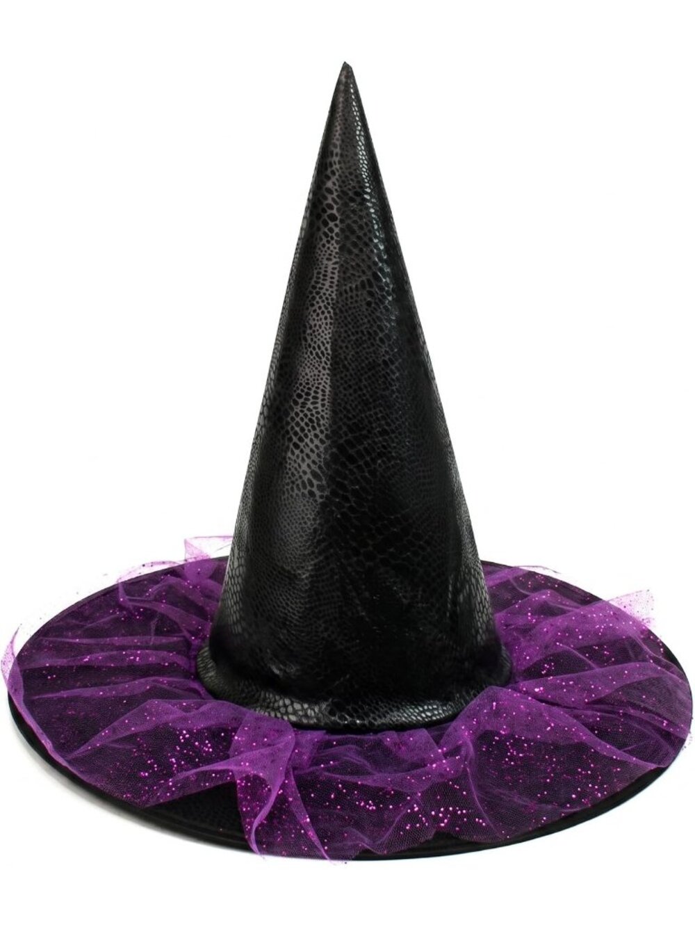 🎃Kids Witch Hat with Purple Black Glitter Tulle Ruffle for Halloween Costume